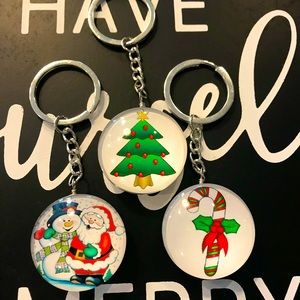 3 Keychain Christmas Charms 2” New